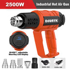 2500W 110V/220V EU/US Industrial Heavy Duty Hot Air Gun For Shrink Wrapping Adjustable Temperature Digital Display Heat Gun