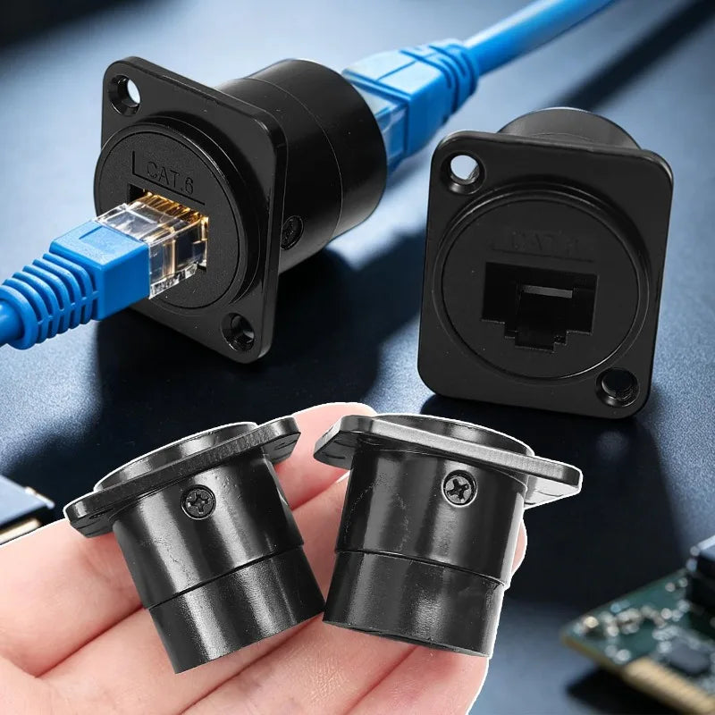 1/2/4PCS RJ45 Panel Mount Adapter Female-to-Female Ethernet Pass-Through Connector RJ45 Shielded D-Type Ethernet Bulkhead