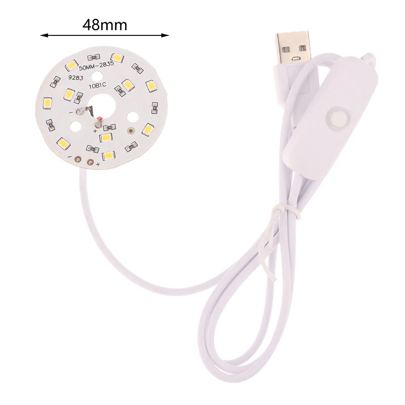 1Pc 1.5M Line Length DC5V LED Chips SMD5730 LED Lamp 31/38/48/50mm USB 3W Light Board Warm White Light With ON/OFF Switch Cable