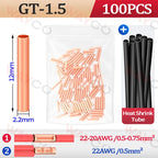 100PCS GT Copper Crimp Terminals Electrical Wire Cable Tubular Connectors Ring Sleeve Ferrules Lugs Have Heat Shrink Tubing