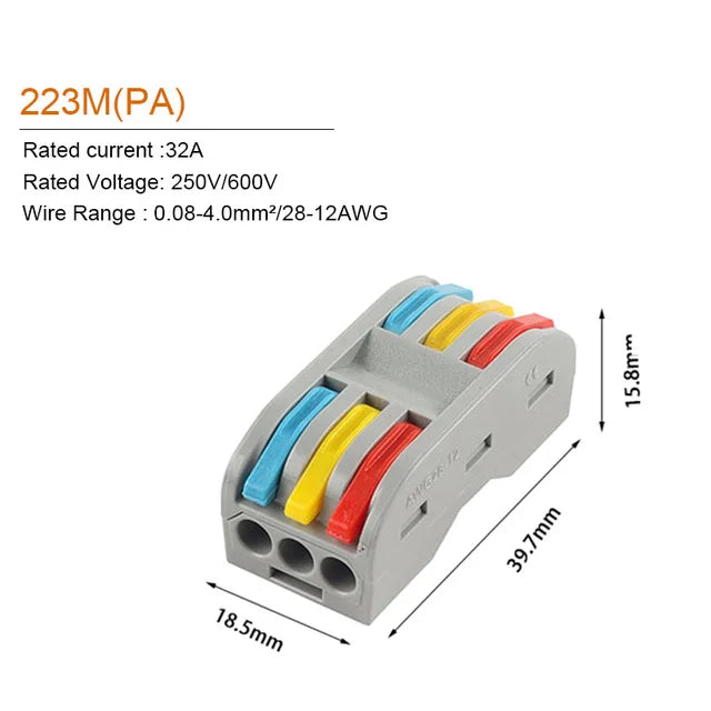 5PCS Universal Quick Compact Wire Connector Push-In 2/3/4/5 Pin Conductor Terminal Block Led Light Connector With Lever