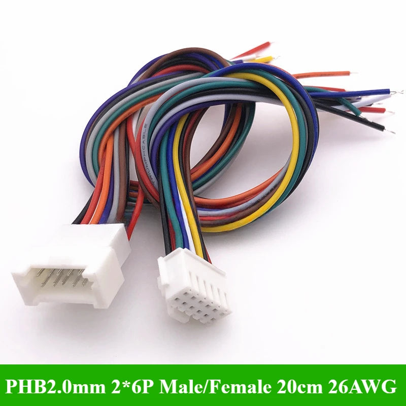 PHB2.0 PHB 2.0MM Pitch Double Row With Lock Catch Wire Cable Connector 2x2P/3P/4P/5P/6P 20cm 26AWG Male and Female Plug Socket