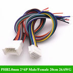 PHB2.0 PHB 2.0MM Pitch Double Row With Lock Catch Wire Cable Connector 2x2P/3P/4P/5P/6P 20cm 26AWG Male and Female Plug Socket
