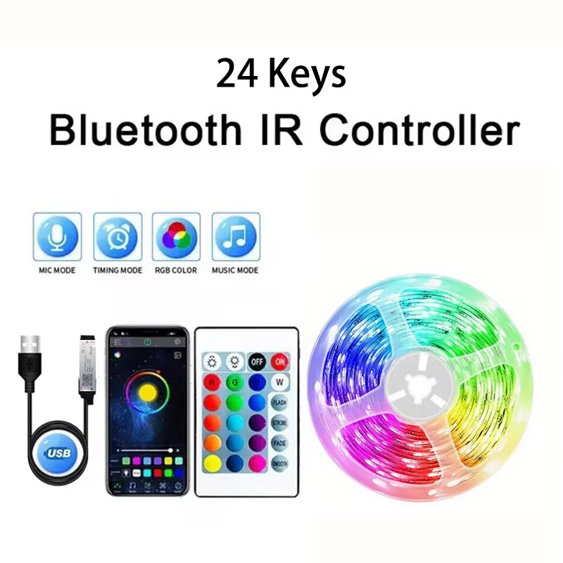 18 LED Strip Lights 5050 RGB USB Color Changing Flexible Lamp Tape with APP Control for Room Decoration TV Backlight