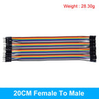 Dupont Line 10cm 15cm 20cm 30cm 40cm Male/ Female to Male / Female Jumper Wire Dupont Cable for Arduino DIY KIT 40Pin 2.54mm