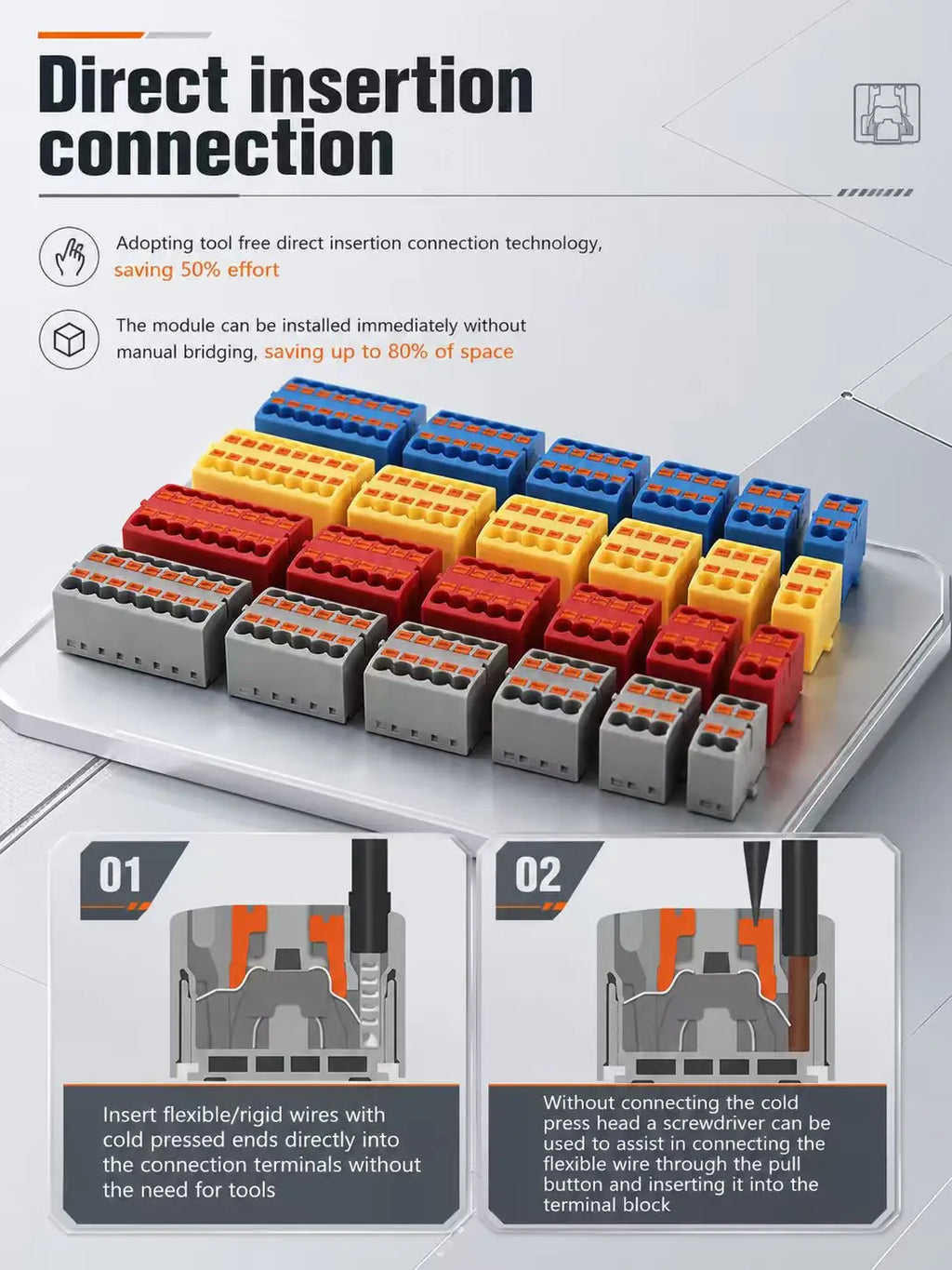 DIN Rail Terminal Block 1/5/10PCS 2.5mm2 Push In Quick Connect Electrical Wire Connector Modular Power Distribution Block