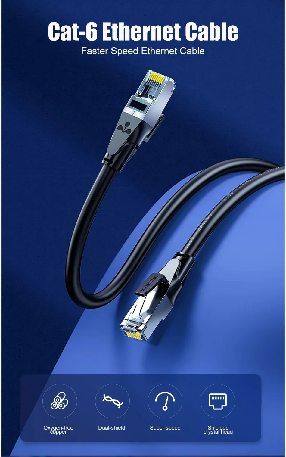 SAMZHE CAT6 Round Ethernet Cable RJ 45 Network Cable Patch Cord for Laptop Router RJ45 Internet Cable for Gaming Home Office