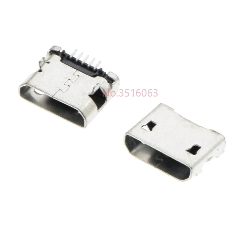 10PCS Micro USB 5pin 5.9mm DIP2 B Type With Curling/Flat Mouth Without Curling Side Female Connector For Mobile Phone Mini USB