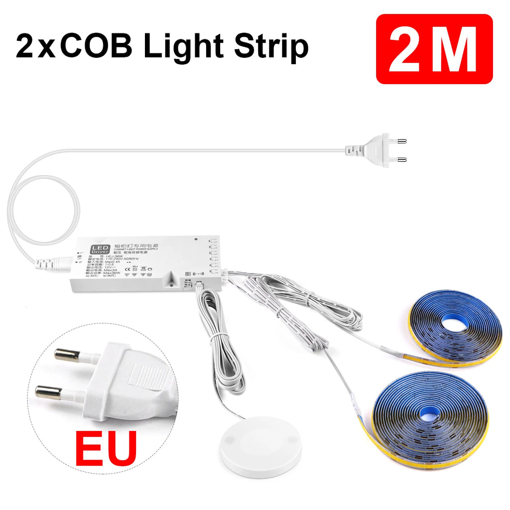 Smart Penetrable Wood COB LED Strip Touch Sensor Light 320Leds/m Warm/Neutral White Parallel Lights Kitchen Backlight Lighting