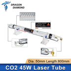 40W-45W Co2 Laser Tube Metal Head Glass Pipe Length 800mm Lamp Diameter 50mm High Power For CO2 Laser Engraving Cutting Machine