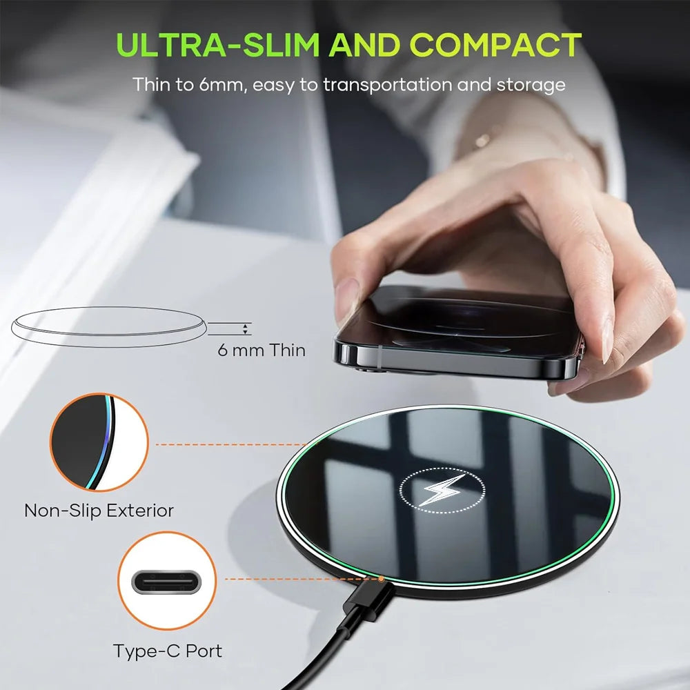 30W Wireless Charger Fast Charging Pad  For iPhone 17 16 15 14 Pro XS Max XR For Samsung S26 S25 S23 S9 S8 Note 10