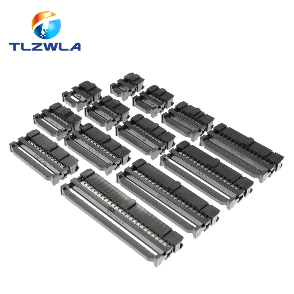 10PCS 2.54MM Pitch 6 Position 8 10 12 14 16 18 20 24 26 30 34 40 Pin Female IDC Socket IDC Connector Ribbon Cable