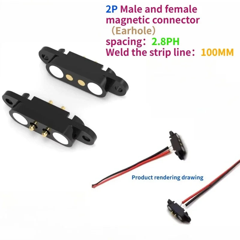1/5Set 2A DC Magnetic Pogo Pin Connector 2Pin 3Pin 4 5 6 7 8 9 Pin Pogopin Male Female Spacing 2.5/2.80mm Spring Loaded Socket