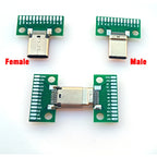 1pcs USB 3.1 Type C Connector 24+2P Female Male Plug Receptacle Adapter to Solder Wire & Cable USB-C 24P+2P PCB Test Board