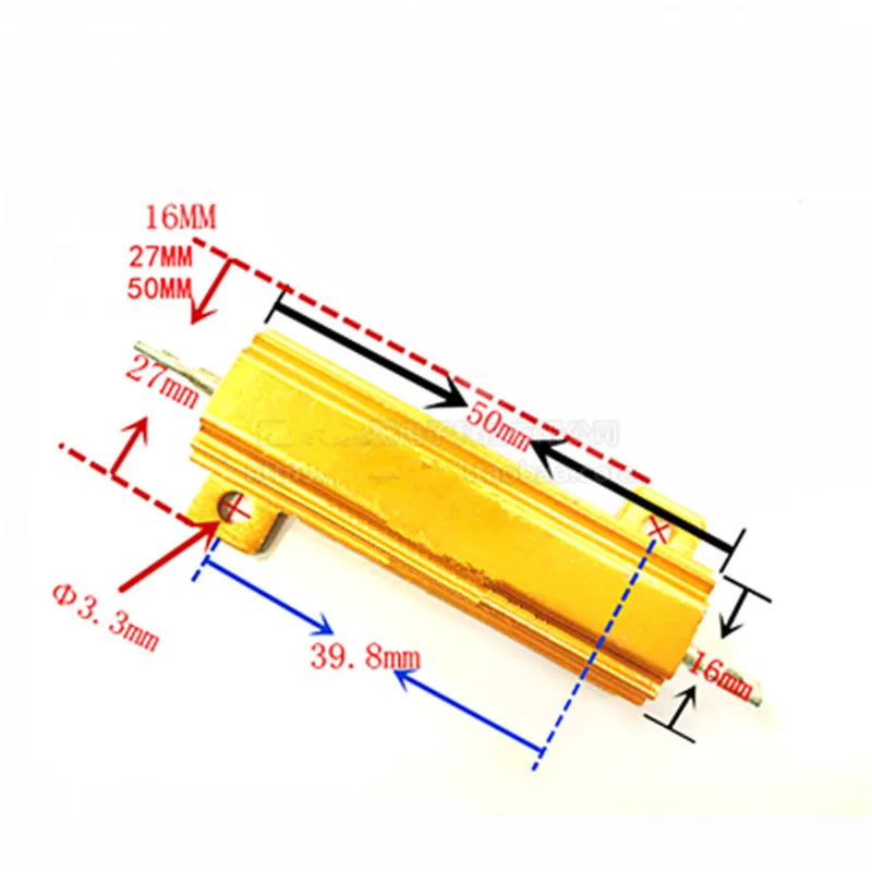 RX24 50W Aluminum Power Metal Shell Case Wirewound Resistor 0.01R ~ 100K 1 6 8 10 20 200 500 1K 10K ohm resistance