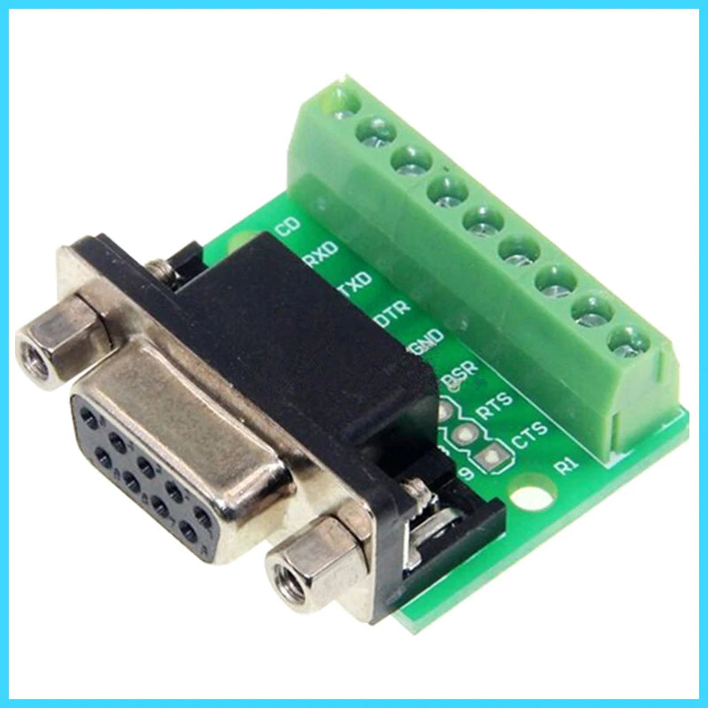DB9 RS232 Connector D-SUB 9 Pin Male Female Plug RS485 Breakout Terminals 21-24 AWG Wire Solderless Connectors