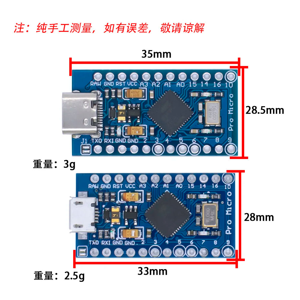 Micro ATmega32U4 5V 16MHz Original Chip Replace ATmega328 For Arduino Pro Mini With 2 Row Pin Header