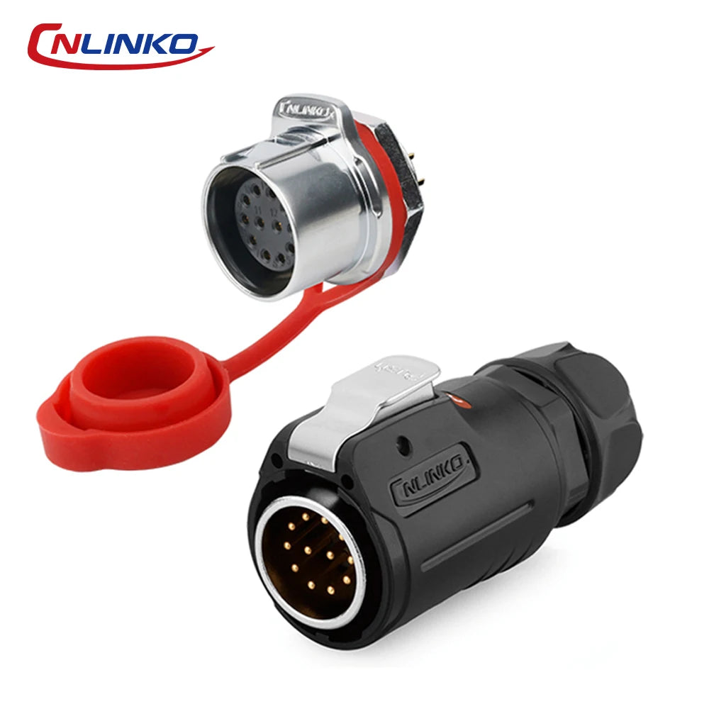 CNLINKO M24 Industrial Power & Signal Connector 2-24 Pin 25A 500V Waterproof IP68 Semi-Metal Solder Type Single-Hole Mount