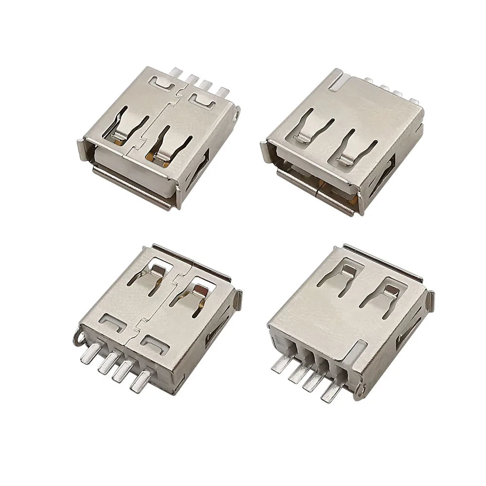 10Pcs USB Type A Connector Male Female 4 Pin Plug Socket With Black White Plastic Cover USB 2.0 Type-A Soldering DIY Kits