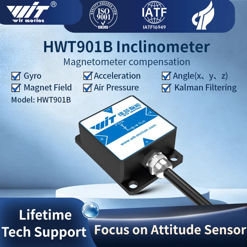 WitMotion [Accelerometer+Inclinometer] HWT901B TTL MPU9250 9-axis Gyroscope+Angle(XY0.1°)+Digital Compass+Air Pressure+Altitude