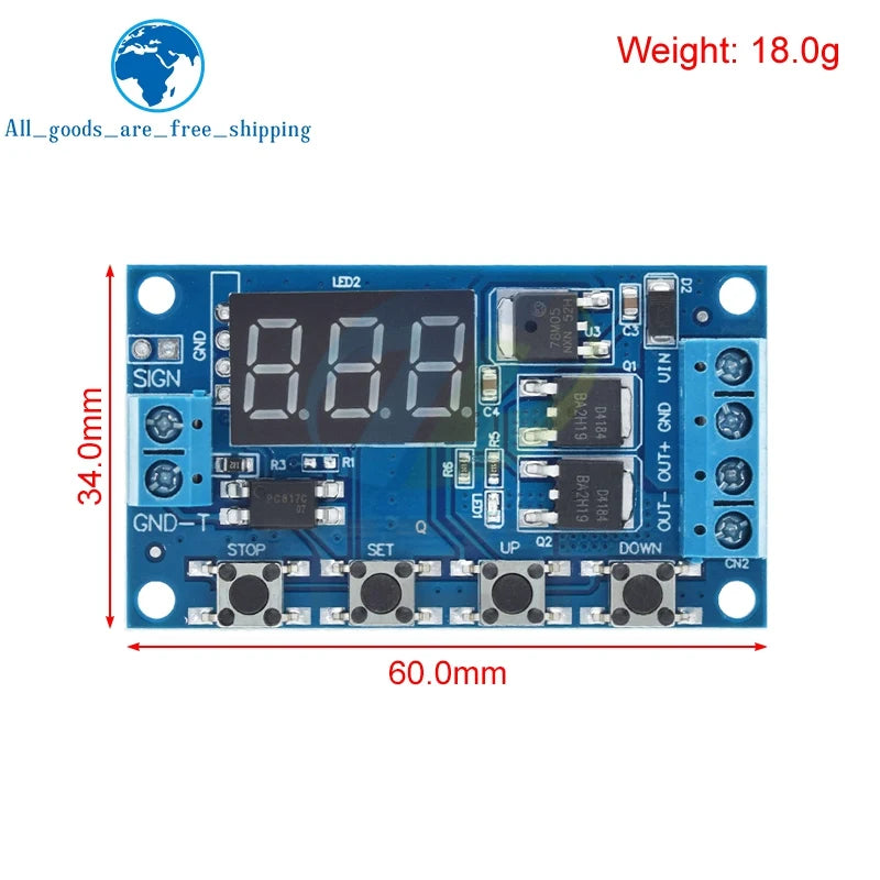1/3PCS DC 12V 24V Dual MOS LED Digital Time Delay Relay Trigger Cycle Timer Delay Switch Circuit Board Timing Control Module DIY