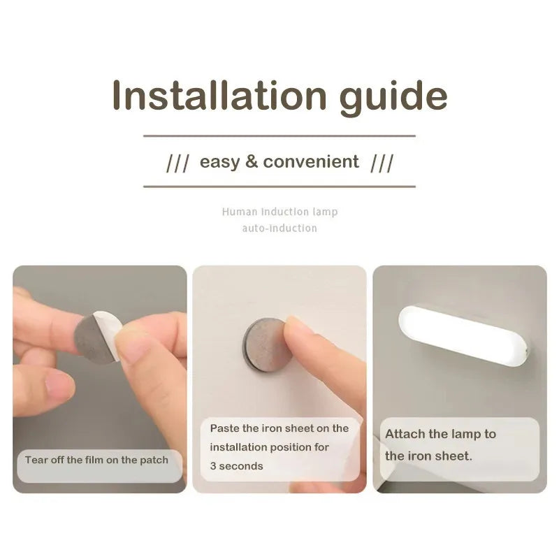 Night Lights Wireless LED Motion Sensor Lamp USB Rechargeable Magnetic For Wardrobe Room Closet Kitchen Aisle Tube Detector Bulb