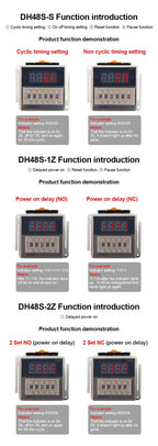 DH48S-S 12V Time Relay 220VAC 24VDC Repeat Cycle SPDT with Socket DH48S Series Delay Timer with Base