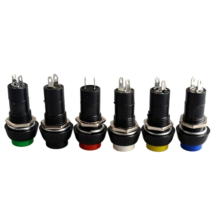 6pcs 12mm Momentary Button SPST ON/Off AC 250V/1.5A 125V/3A, Versatile Lock Free mini Round Button