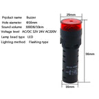 AD16-16SM 16mm buzzer 12V 24V 110V 220V 380V Flash Signal Light Red LED Active Buzzer Beep Alarm Indicator Red Green Yellow