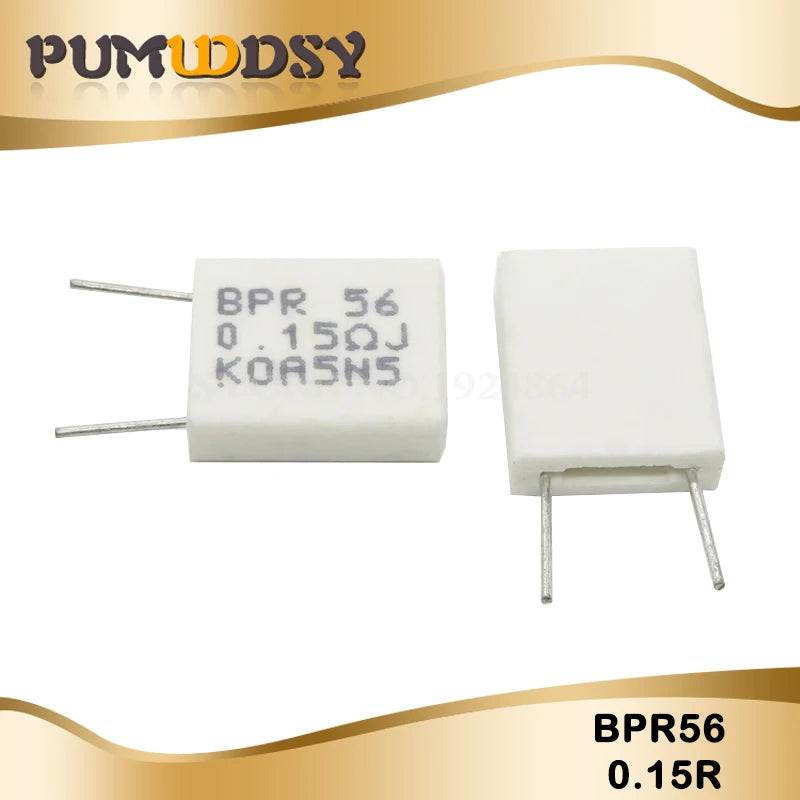 100PCS BPR56 5W 0.1 0.15 0.22 0.25 0.33 0.5 ohm Non-inductive Ceramic Cement Resistor 0.1R 0.15R 0.22R 0.25R 0.33R 0.5R