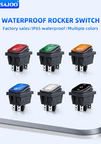 SAJOO Waterproof Rocker Switch KCD4 4Pin/6Pin DPDT With LED Lights Vehicle Boat Power Switch ON OFF 12V 24V 220V Size 22*30mm