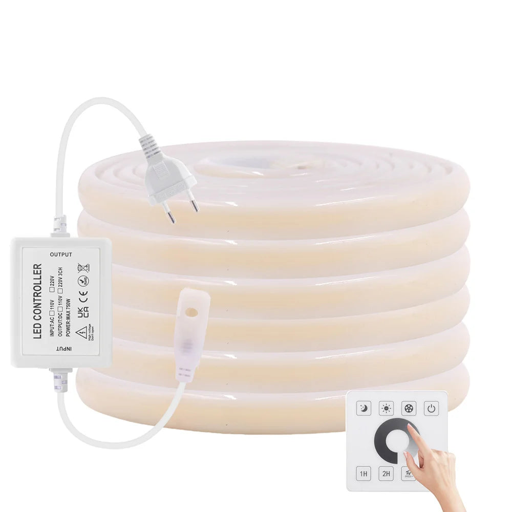 Wall Touch Wifi Bluetooth COB LED Neon Strip Light 220V Dimmable 23key Remote Control Power Kit AC 220V 288LED/m Waterproof Rope