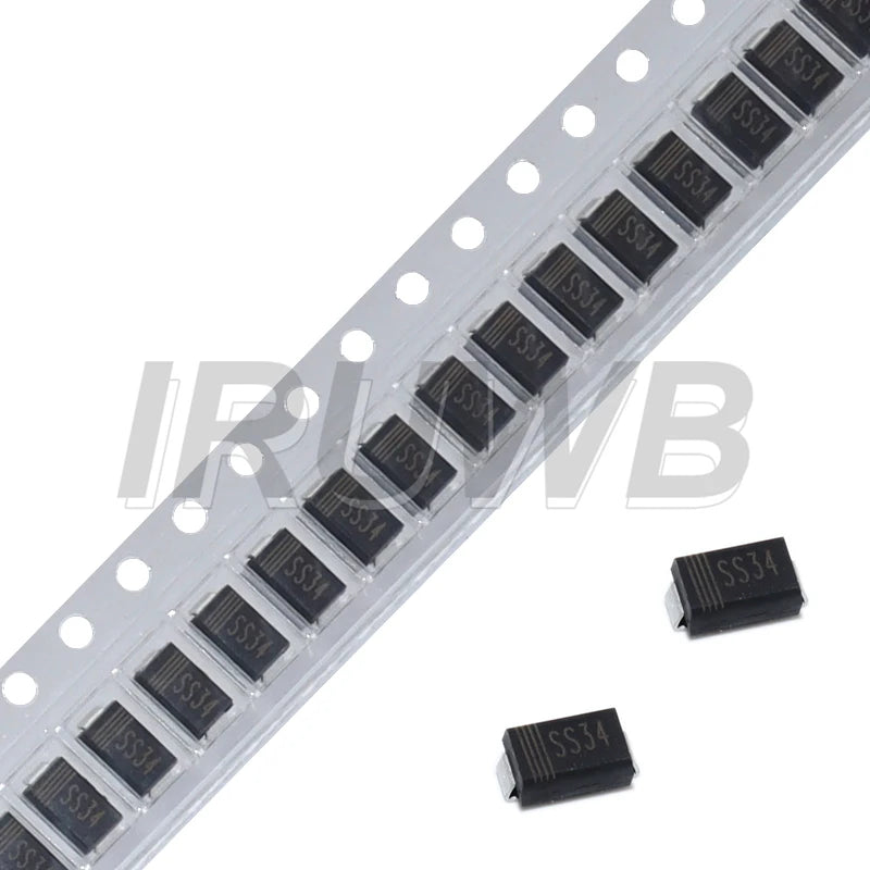 50pcs DO-214AC Model 1N5822 SS34 SMD Diode 3A/40V Schottky Diodes SMA Package Type A