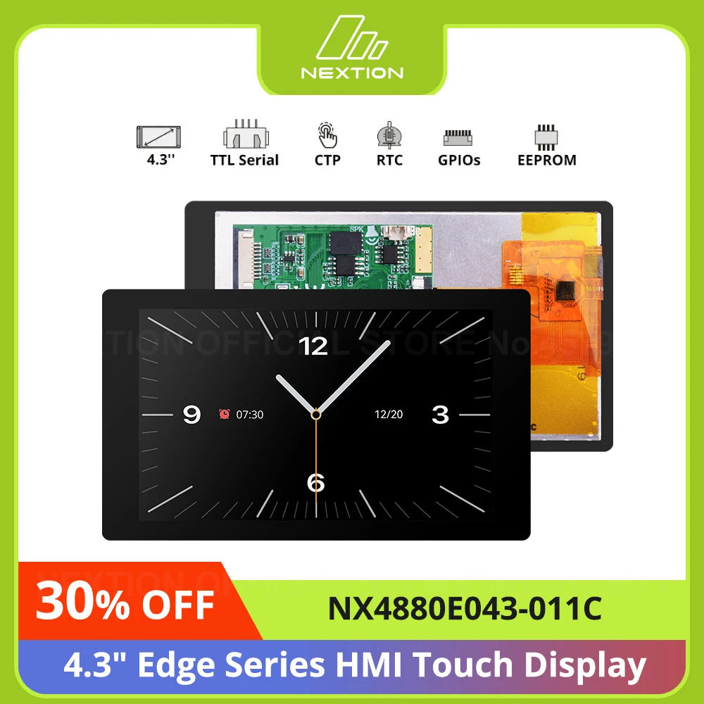 NEXTION NX4880E043-011C 4.3" Edge Series HMI Touch Display LCD-TFT Capacitive Screen Panel Module Built-in RTC Without Enclosure
