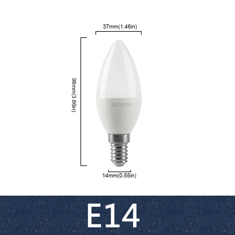 8pcs E27 E14 B22 Led Bulb AC 220V C37 Candle Lamp Energy Saving 3000K 6000K 3W 5W 6W 7W Chandelier Light for Home Decoration