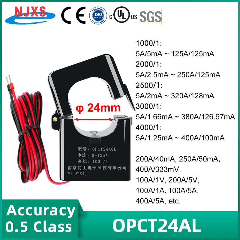NJXSE OPCT24AGL Split Core Current Transformer 100A 50mA 40mA 25mA 20mA Open Type CT AC 200A 300A 400A Clamp Current Transformer