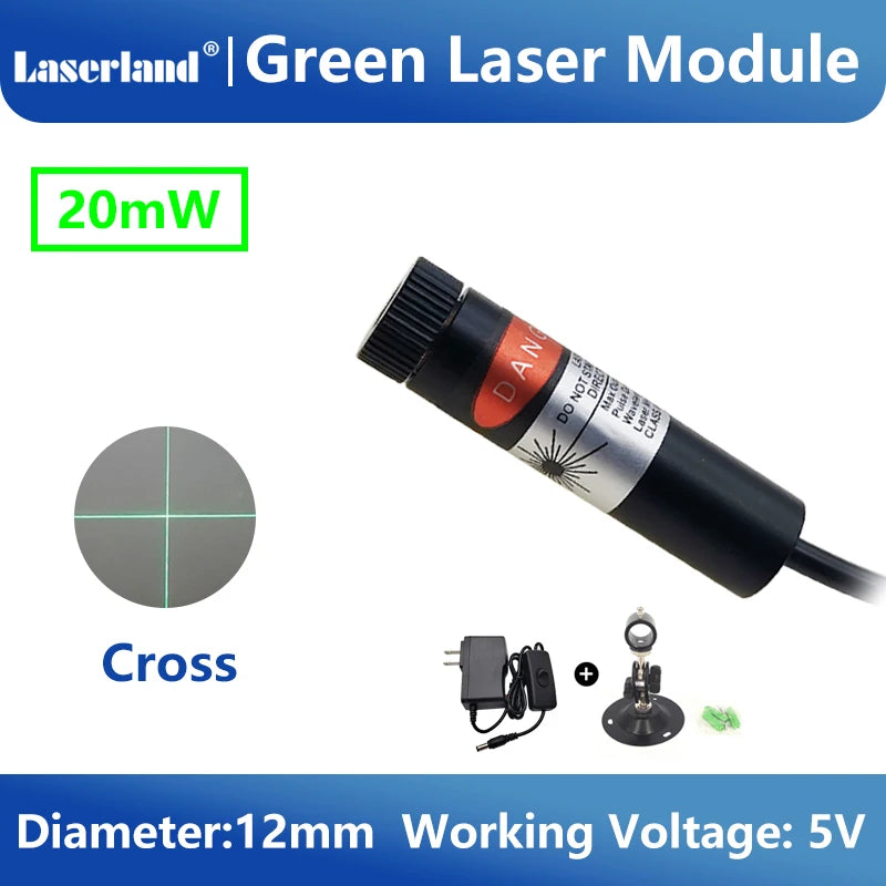 Green Laser Diode Module 20mW Dot Line Cross Projector for Alignment of Cloth Cutting Location