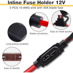 2-10PCS Inline Fuse Holders 12V,10/12/14/16/18 AWG Inline Fuses,Waterproof Fuse Holder with 10A-40A ATC/ATO Standard Blade Fuses