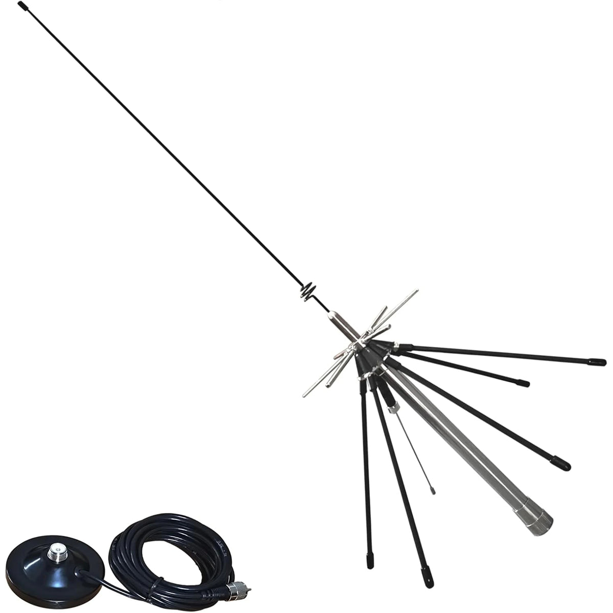 Magnetic Desktop Discone Antenna 100-1600MHz 5m Cable UHF SMA BNC Mount for Police Scanner GMRS 2m 70cm Mobile VHF UHF Lora ADSB
