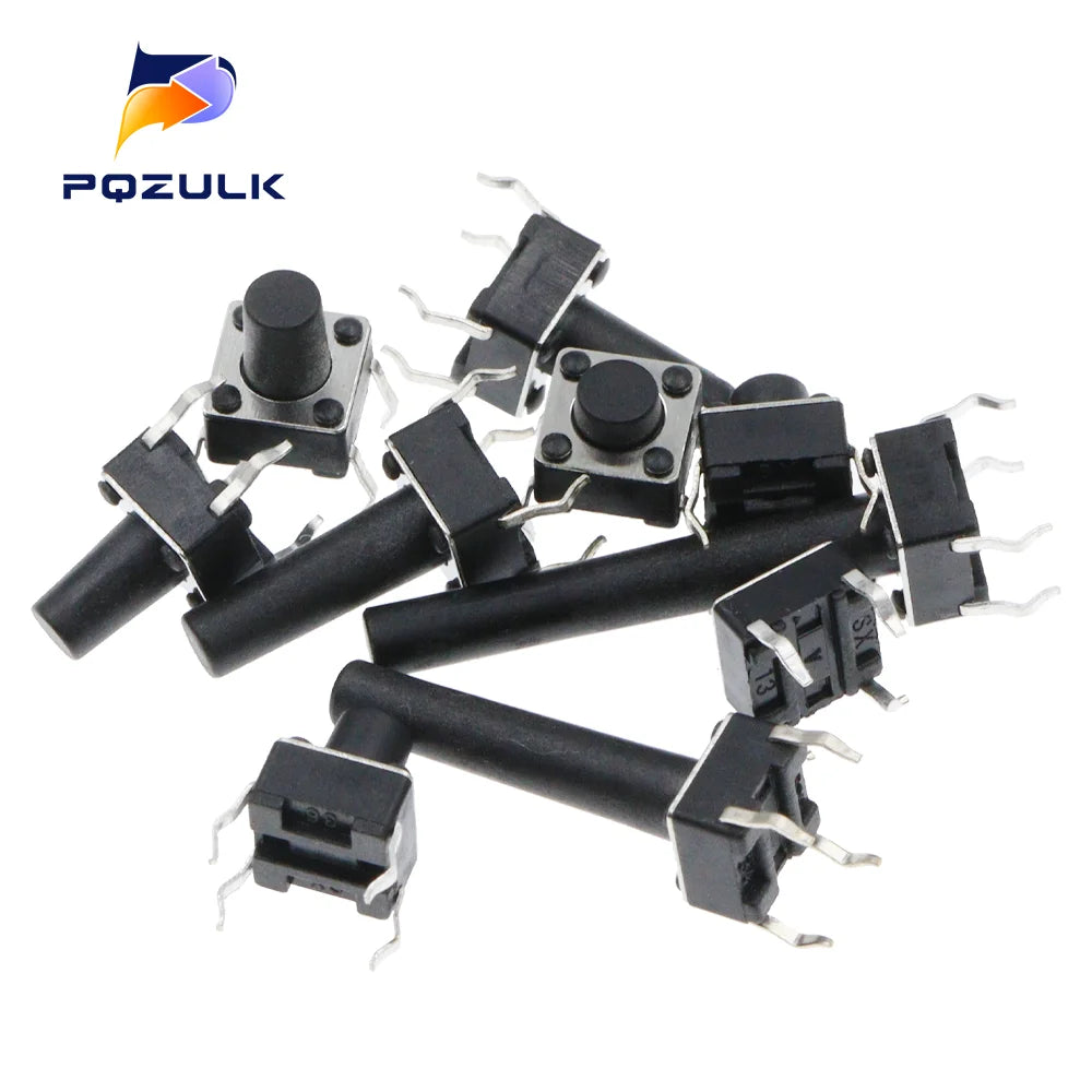 50PCS 6X6X5/4.3/5.5/6/7/8/9/10/13MM Tact Switch Push Button Switch 12V 4PIN DIP Micro Switch For TV/Toys/home use Button