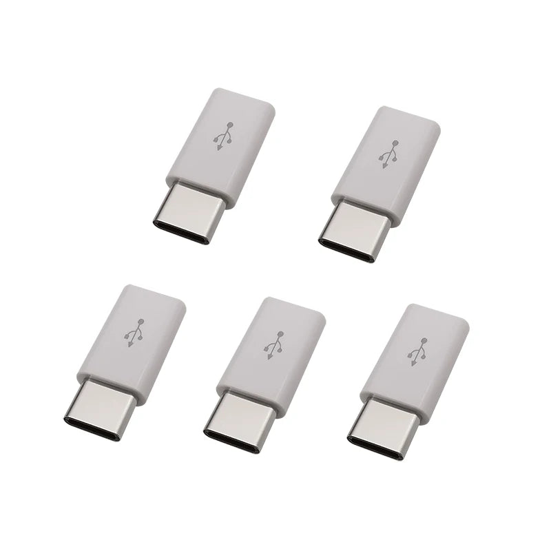 5Pcs Mini Micro USB Female to Type C Male Adapter Connector Phone Data Line Charging Converter Black White