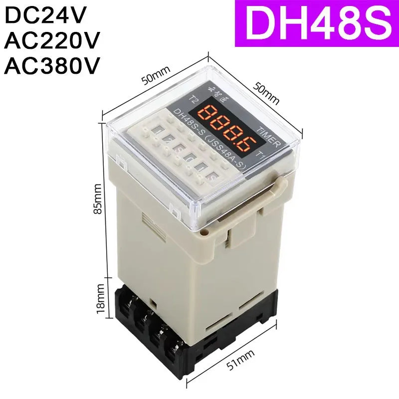 DH48S DH48S-S Digital Display Time Relay 220v AdjustAble CyCliC On Power Off Delay DH48S-1Z DC12V DH48S-2Z