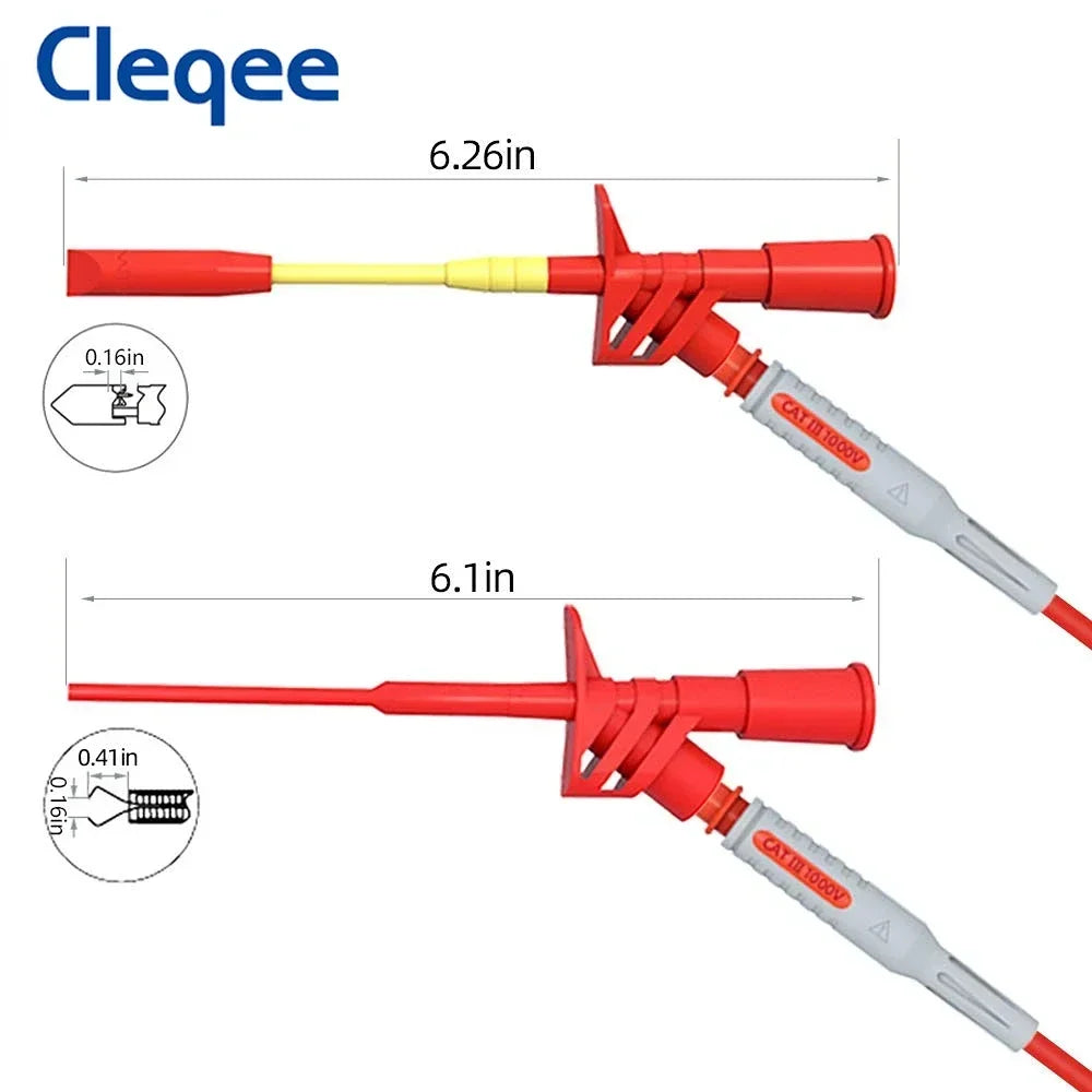 Cleqee P1300 Series Multimeter Test Lead kit 4mm Banana Plug Cable Test Hook Clip Probe Alligator Clip Automotive Tool