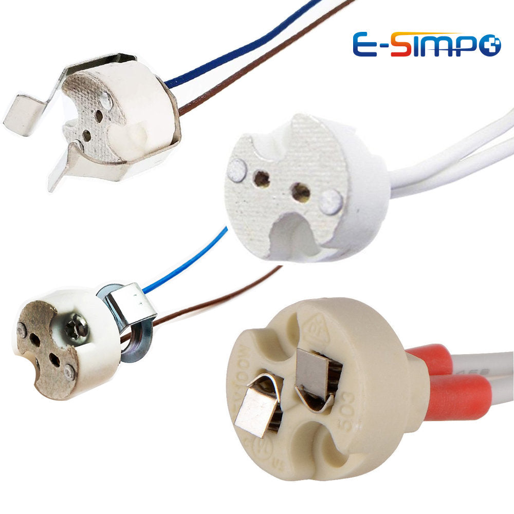 6pcs Bi-Pin Base, G4, G6.35, GY6.35, GX5.3 MR16, GZ4 MR11, GU5.3, G5.3, Halogen Incandescent Led Socket Ceramic Body Lamp Holder