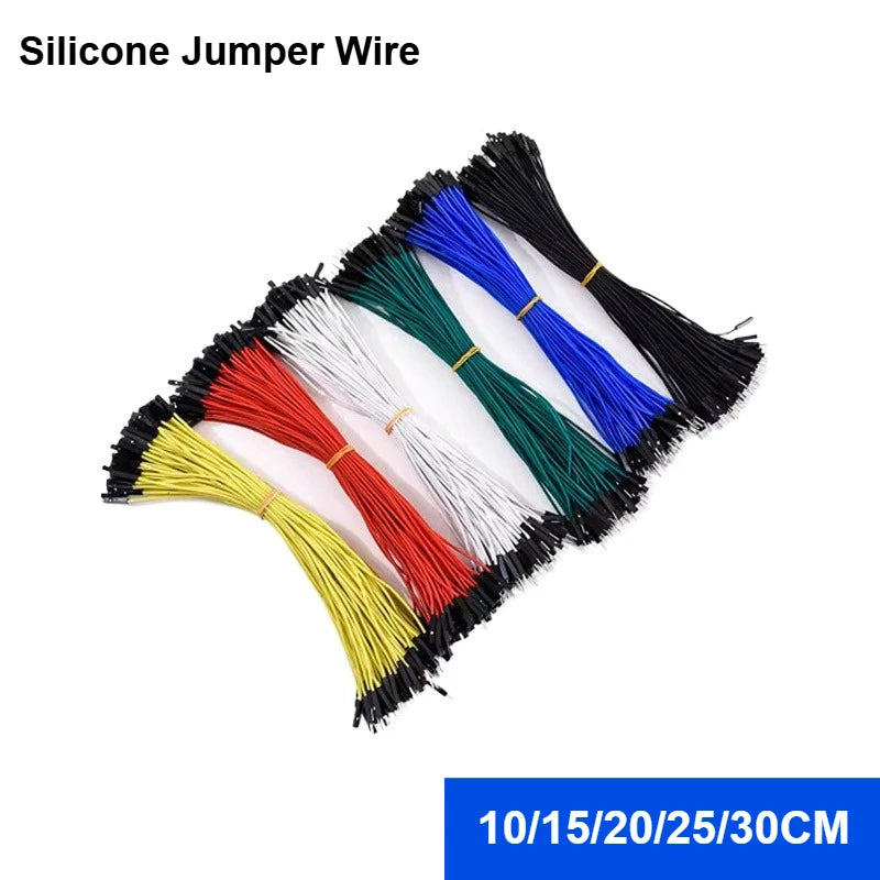 10pcs Silicon Du Bang 2.54mm 1P Soft High Temperature Resist Cable Male Female 26AWG For DIY Arduino Breadboard Black White