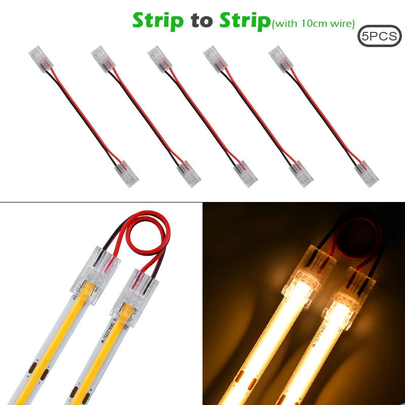 8mm 10mm 2pin COB LED Strip Connector Tape Lights L Shape LED Corner Connectors for SMD COB 5050 2835 Strip Light Fixed Clamps