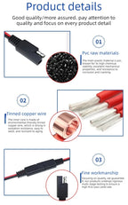 5PCS SAE Single-ended Cable Power Extension Connector Plug Cable Solar Panel Battery Adapter Quick Connect