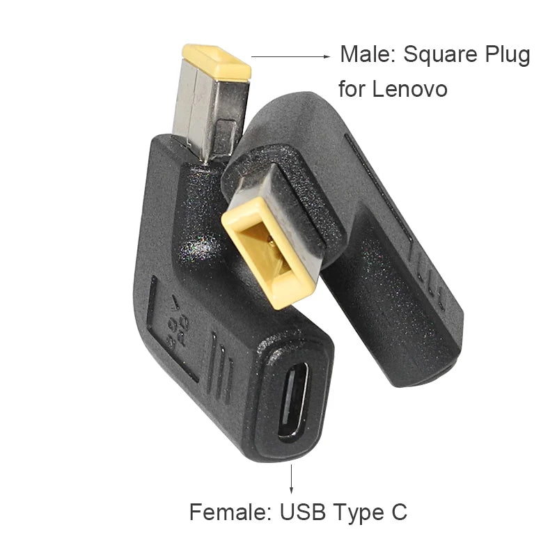 USB-C 3.1 Type C Female to Rectangle Male USB PD Emulator Trigger Angled DC Power Adapter Converter For Lenovo Thinkpad Laptop
