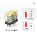 Thin-Flat Intermediate Relay 1NO1NC/2NO2NC 8A 24VDC | Compatible with  RJ1S-CL-D24 & RJ2S-CL-D24 | DIN Rail Relay for Contro