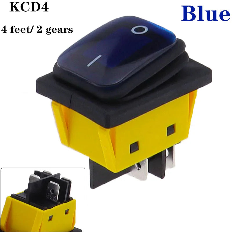 KCD4 on off 30A/250V Heavy Duty 4 pin DPST IP67 Sealed Waterproof T85 Auto Boat Marine Toggle Rocker Switch with LED 12V 220V 30